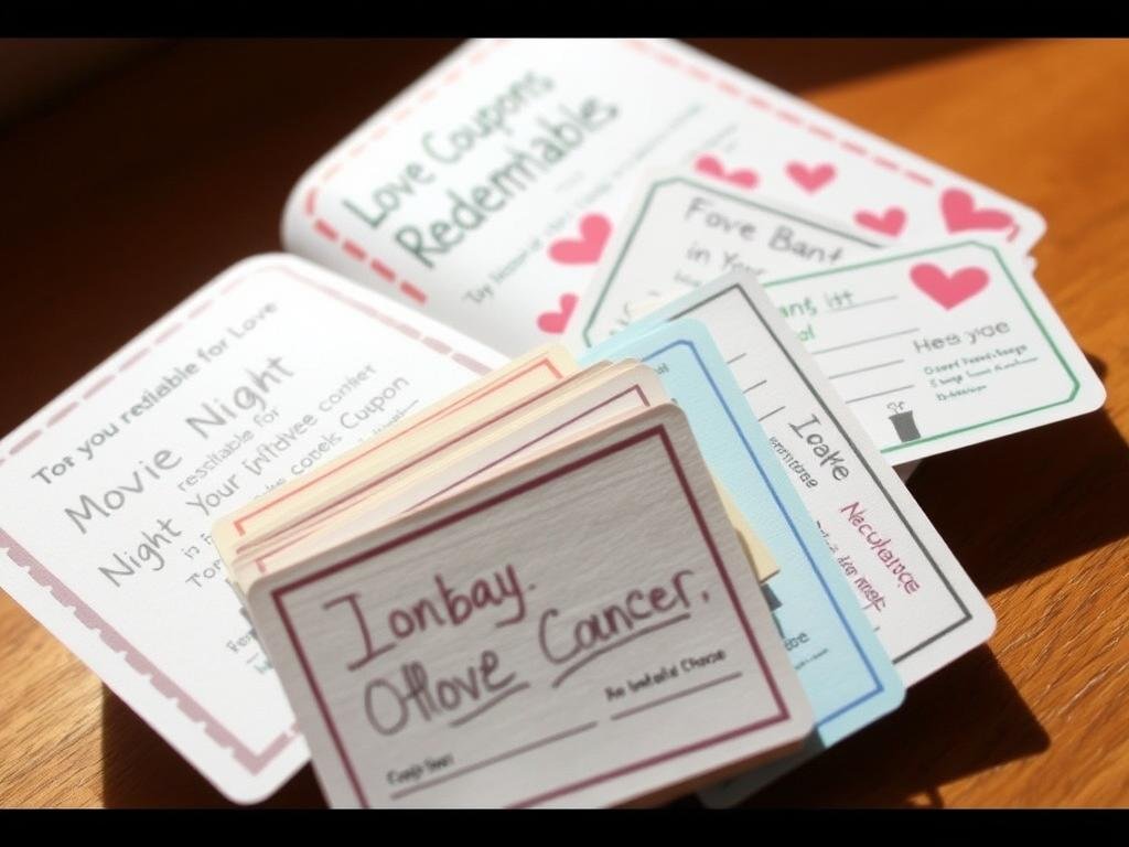 Handmade coupon book with personalized vouchers as boyfriend anniversary gift