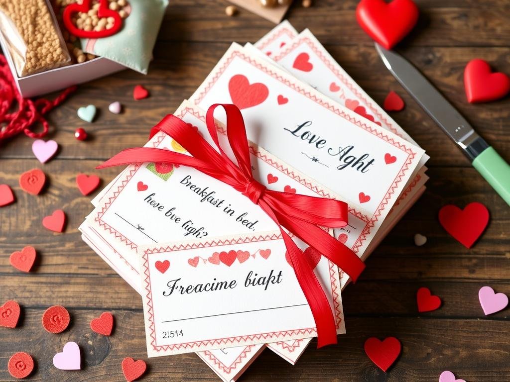Handmade love coupon book with romantic promises - romantic valentines gift ideas