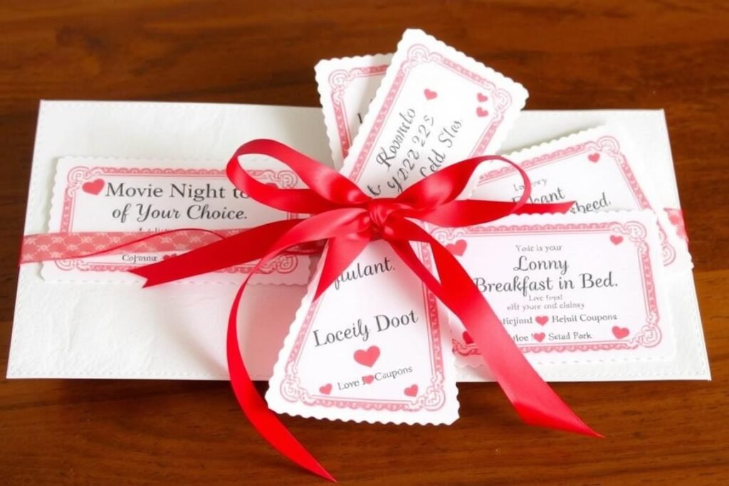 Handmade love coupons book as a budget Valentine's Day gift