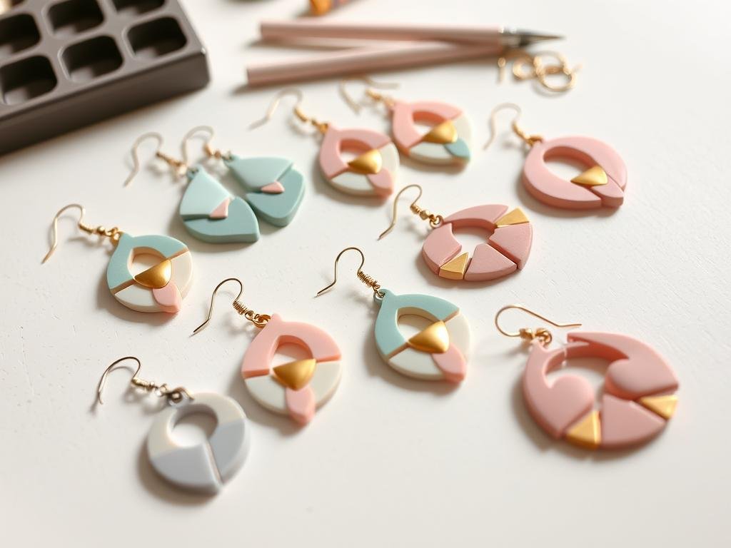 Handmade polymer clay earrings in pastel colors