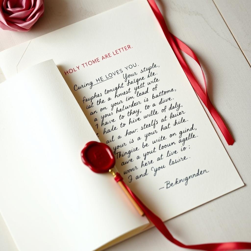 Handwritten love letter on beautiful stationery for anniversary gifts for her