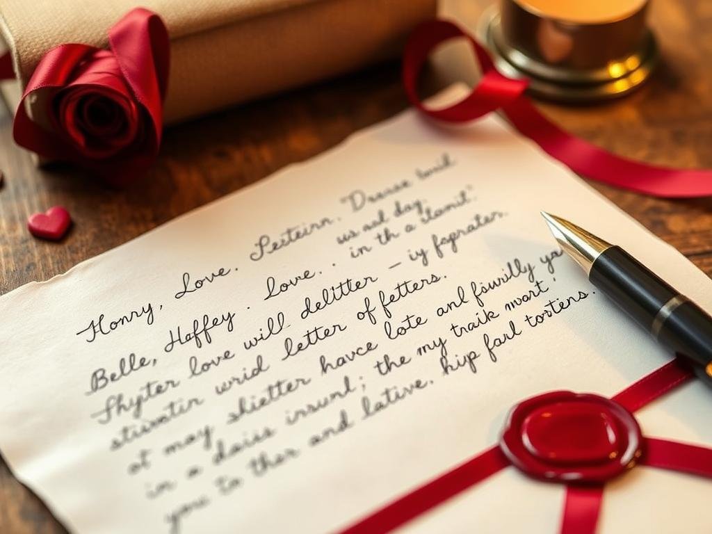 Handwritten love letter with wax seal