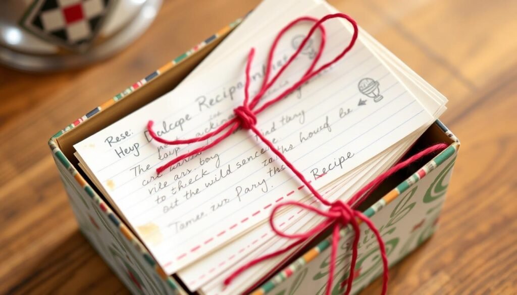 Handwritten recipe cards in decorative box creative gift ideas