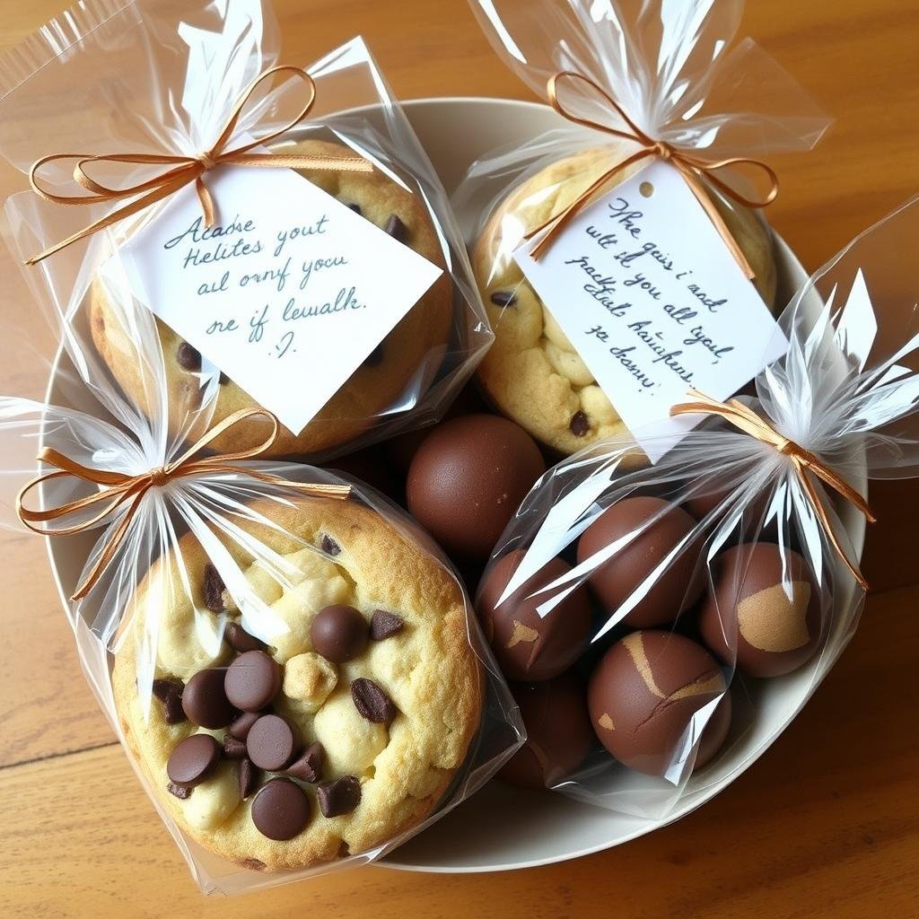Homemade cookies or treats in gift packaging for anniversary gift ideas