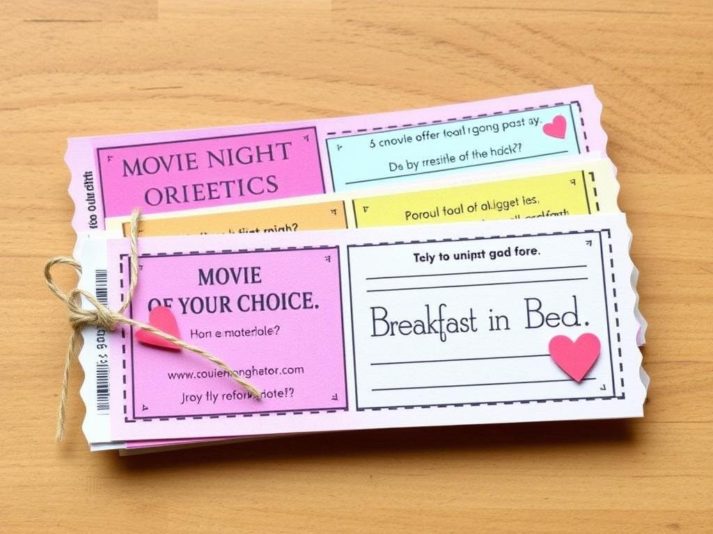 Homemade coupon book as a 1 year anniversary gift for him