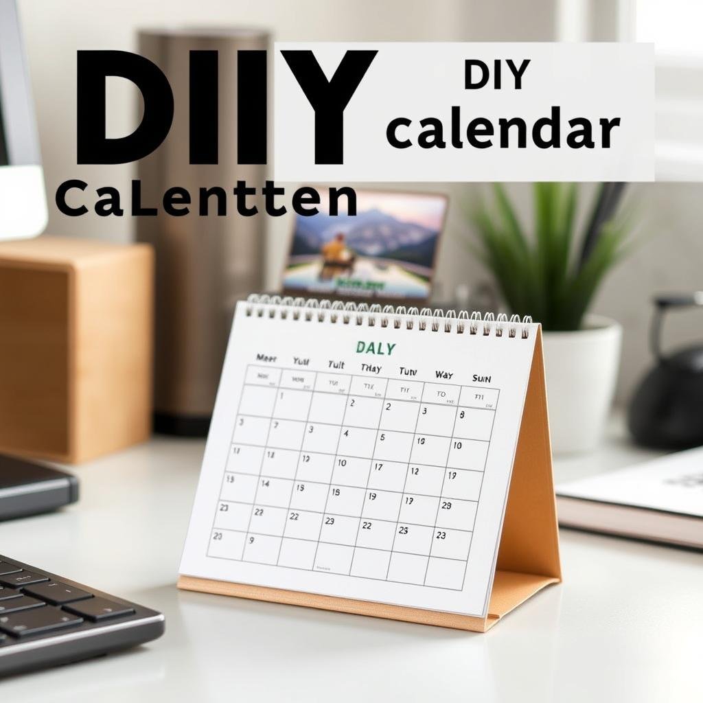 Homemade desk calendar with printed photos or designs
