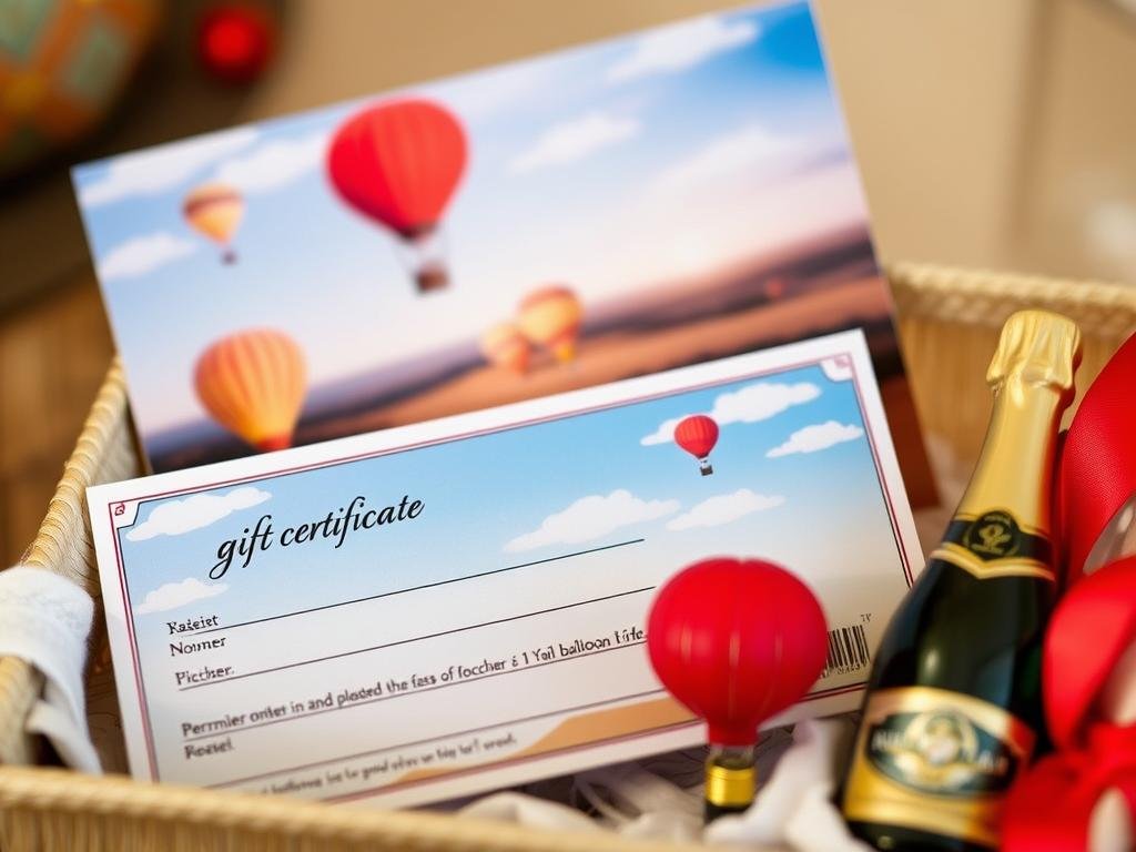 Hot air balloon ride gift certificate