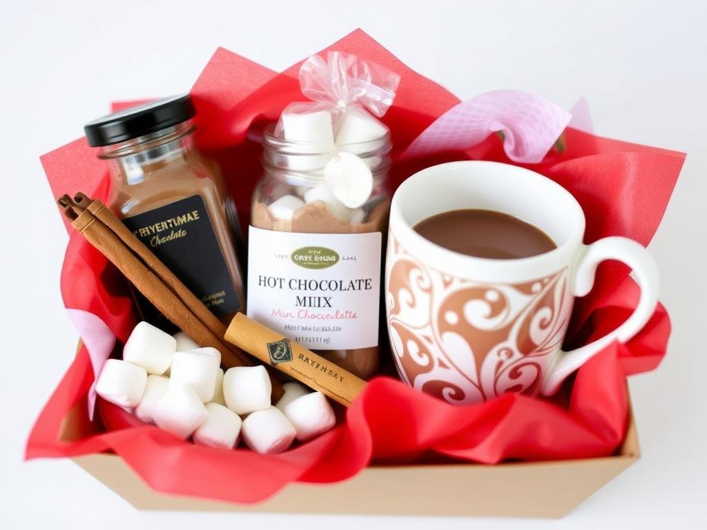 Hot chocolate kit with marshmallows as a small gift for neighbors