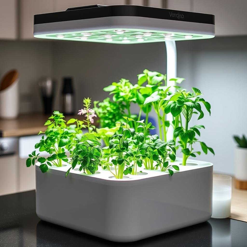 Indoor herb garden kit with grow lights