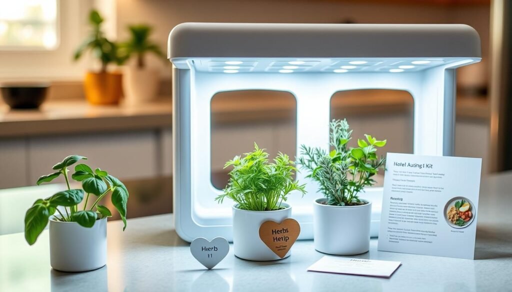 Indoor herb garden kit with growing herbs - cute valentines gifts