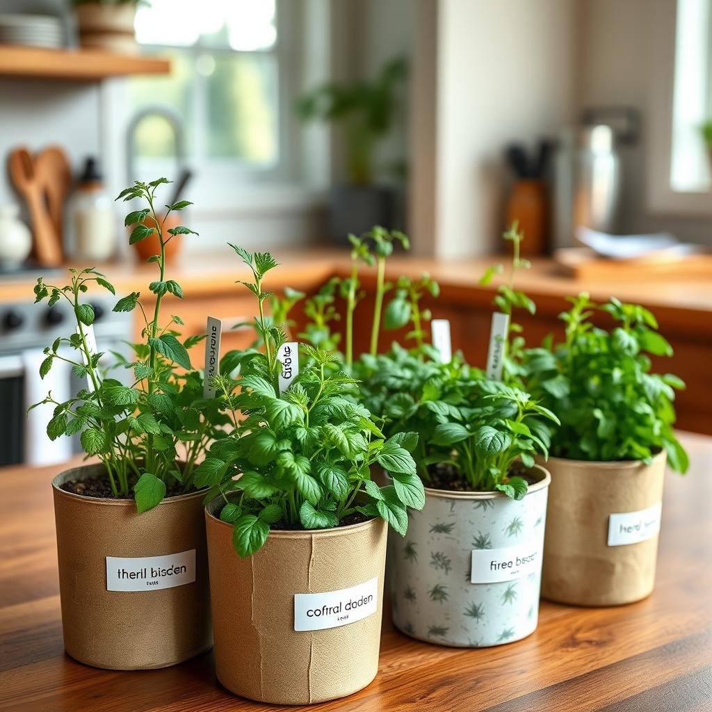 Indoor herb garden kit with recycled materials - gifts for millennials who love cooking with fresh ingredients