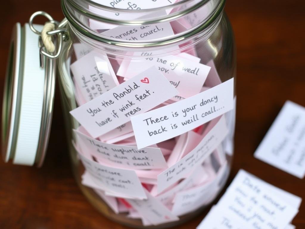 Jar of date night ideas on paper slips
