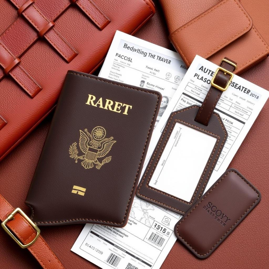 Leather travel set with tickets for anniversary Leather travel set with tickets for anniversary
