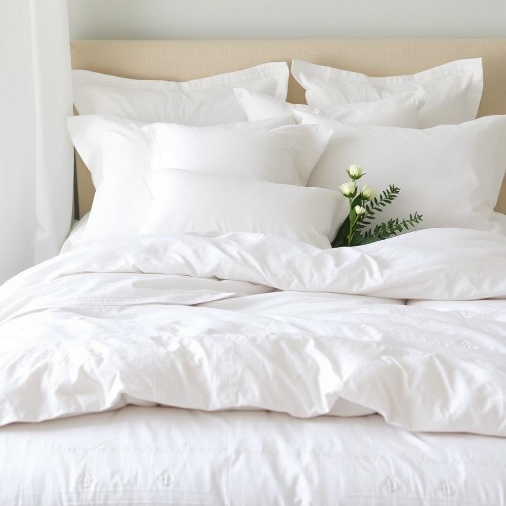 Luxury Egyptian cotton bedding set in white for cotton anniversary gifts for her