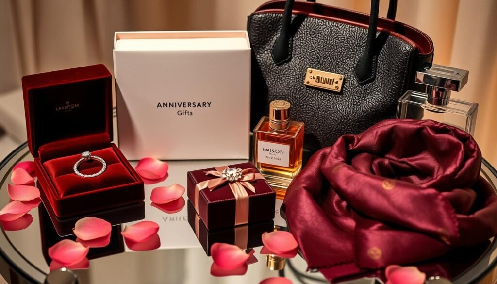 Luxury anniversary gifts for her including fine jewelry and designer items