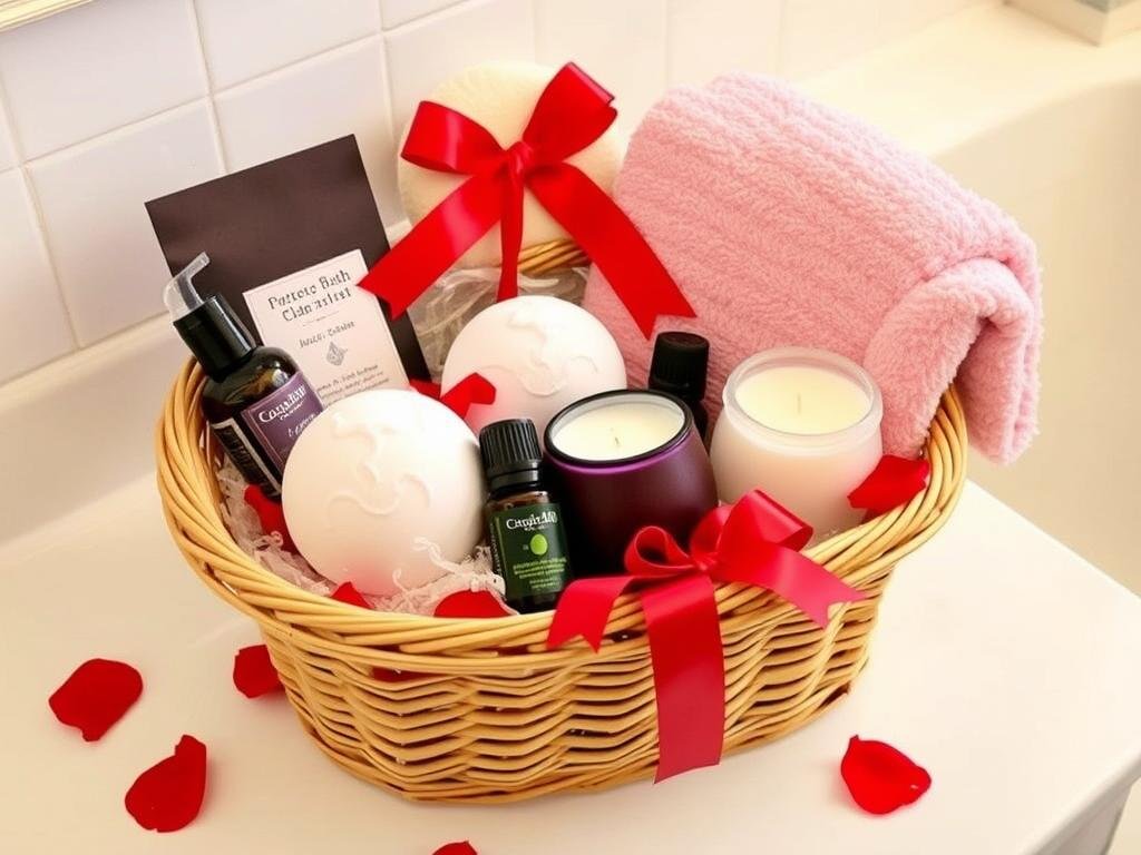 Luxury bath gift set with candles and bath bombs for valentine gifts