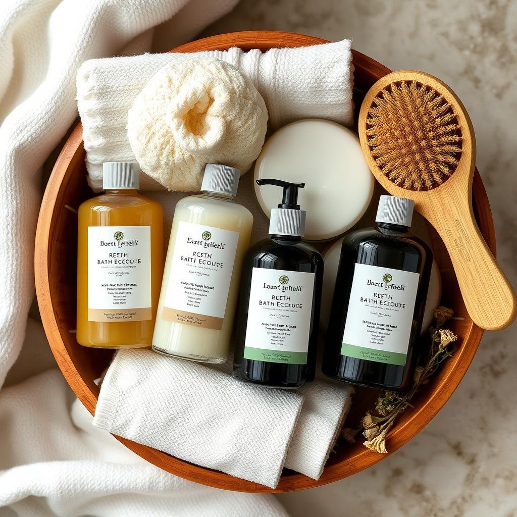 Luxury bath set with natural products and accessories