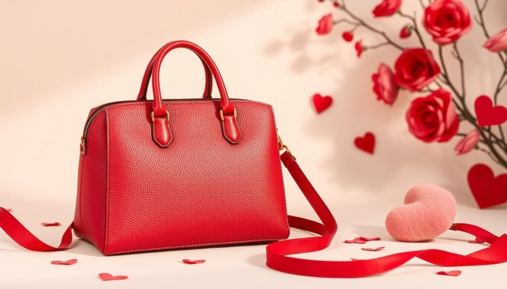 Luxury designer handbag in red as valentines gift for girlfriend
