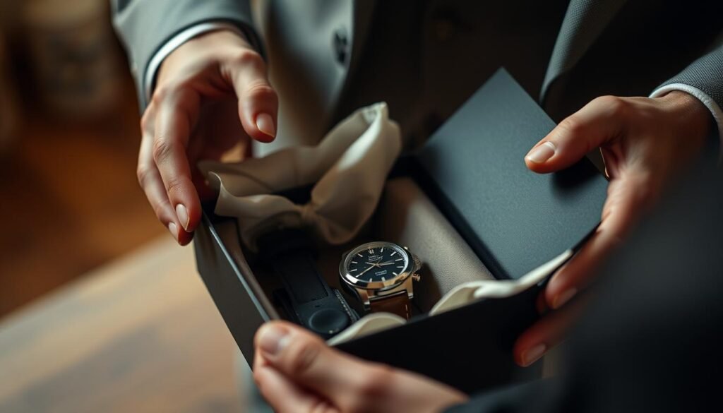 Luxury groomsmen gift unboxing with premium packaging and presentation