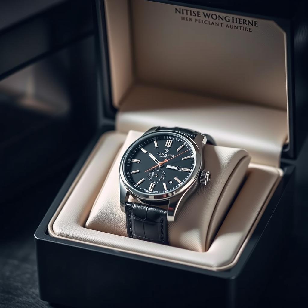 Luxury men's watch with elegant packaging as boyfriend anniversary gift