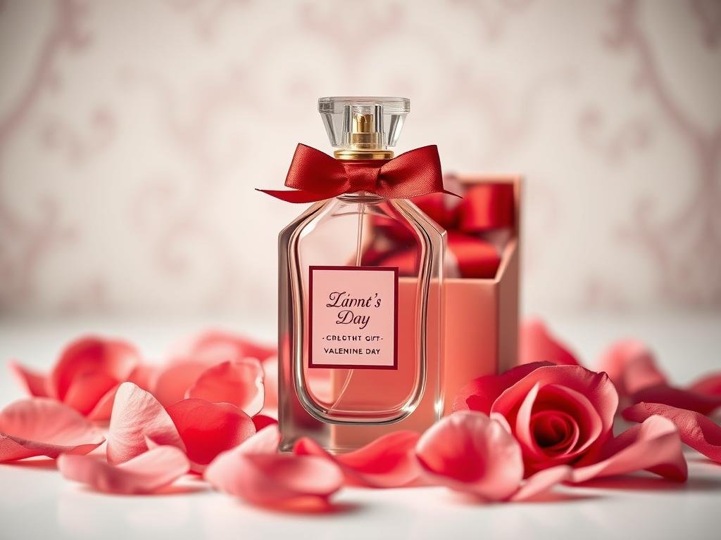 Luxury perfume bottle with Valentine's Day theme