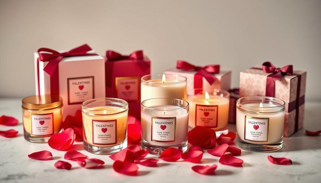 Luxury scented candles in decorative jars as valentines gift for girlfriend