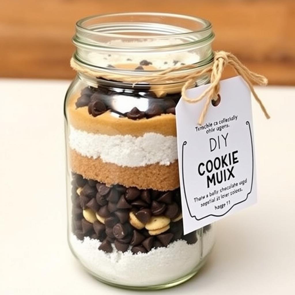Mason jar with homemade cookie mix layers