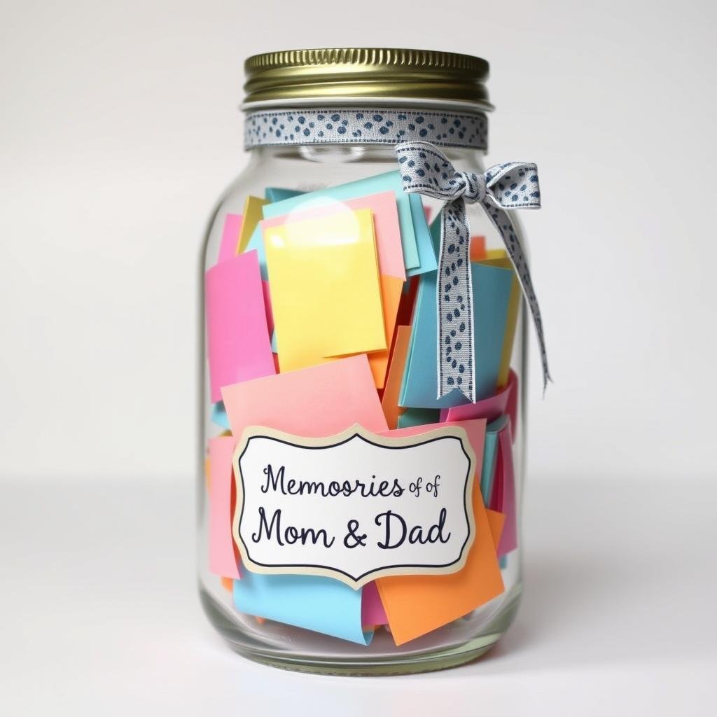 Memory jar filled with notes about parents