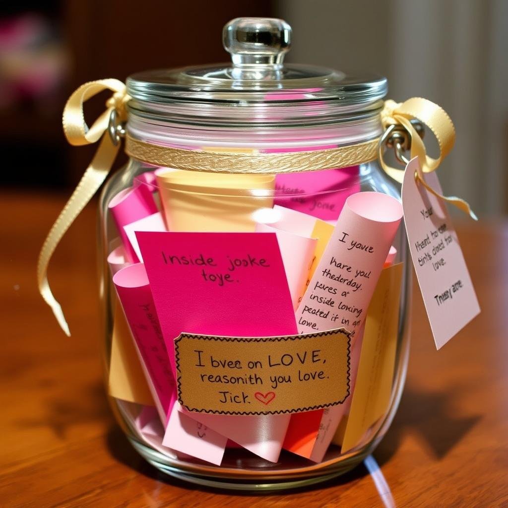 Memory jar filled with special moments and notes