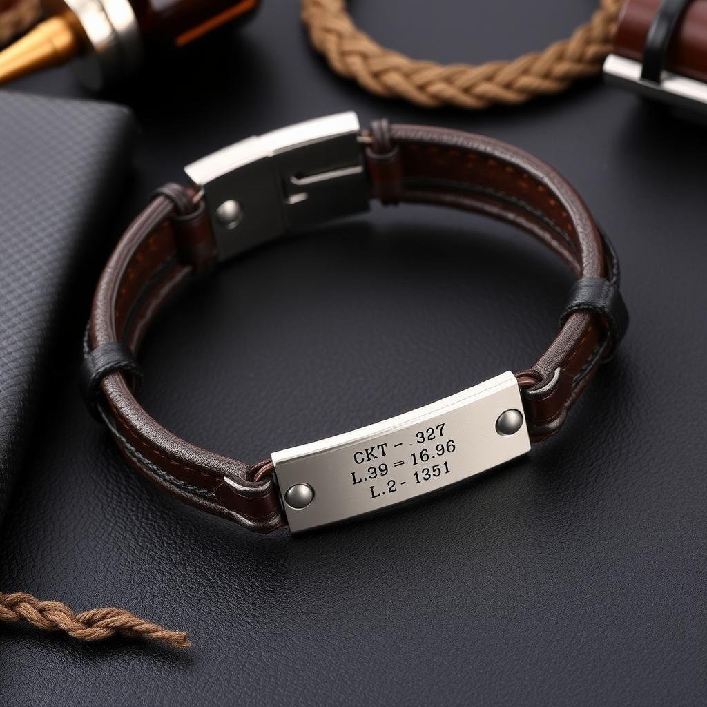 Men's bracelet with custom coordinates as a birthday gift for boyfriend
