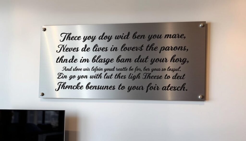 Metal wall art with wedding vows for tenth anniversary