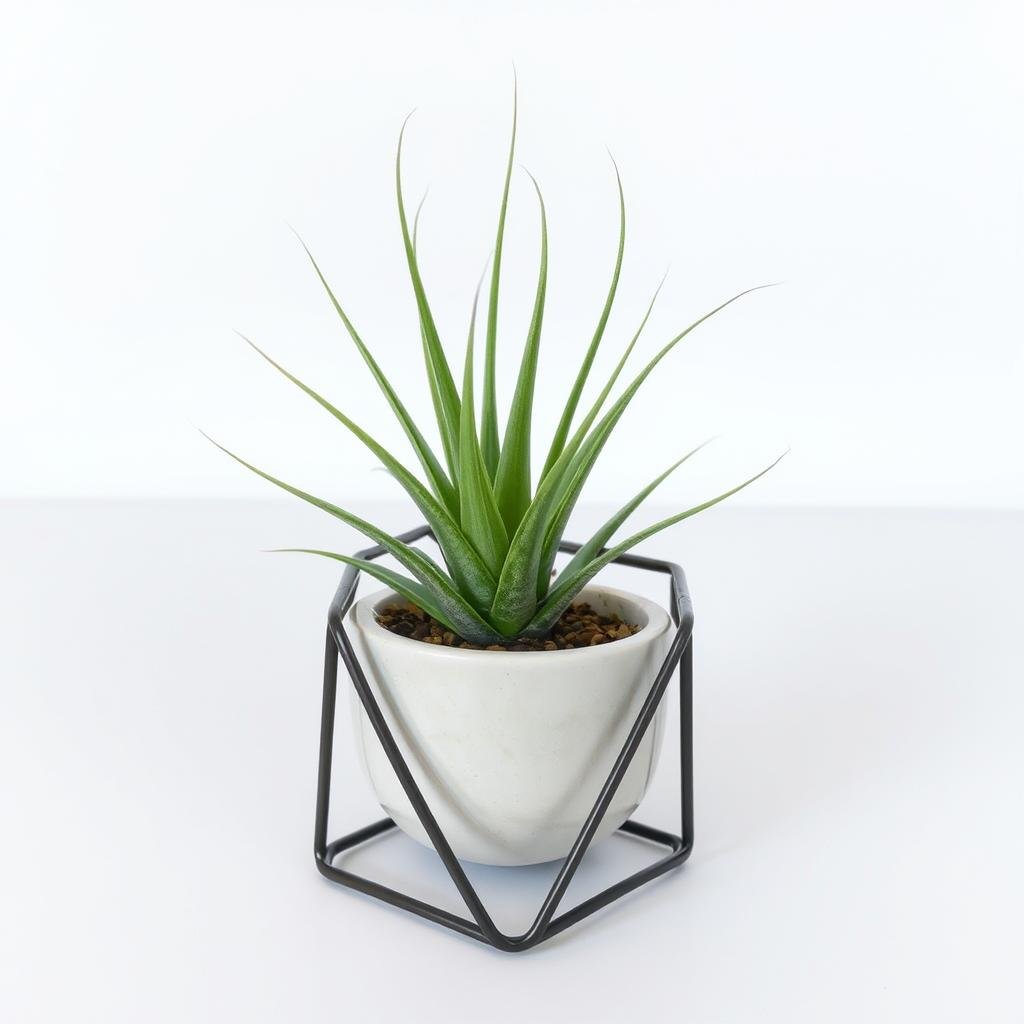 Miniature air plant in geometric holder
