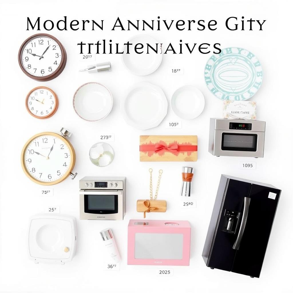 Modern anniversary gift alternatives arranged by year for anniversary gift ideas