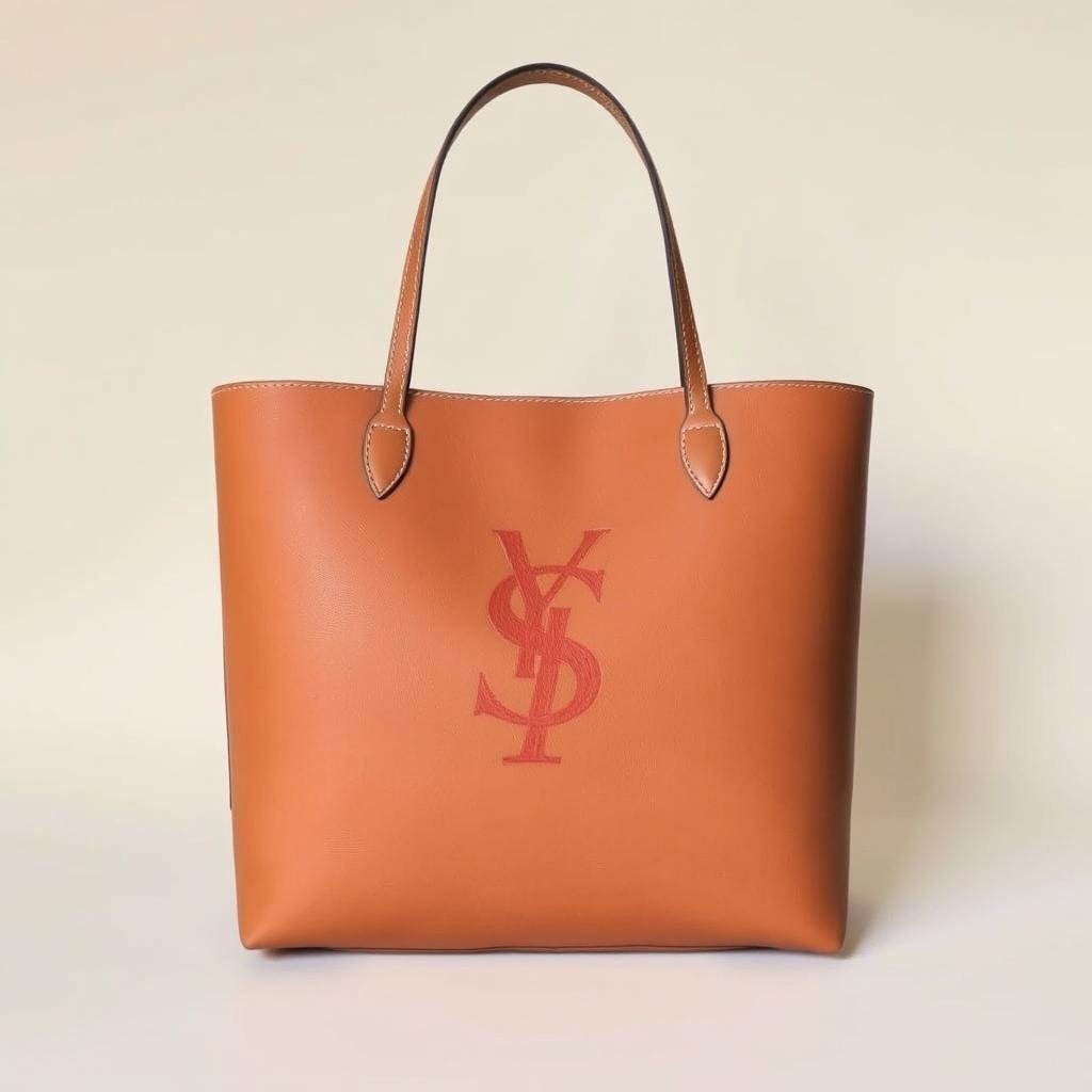 Monogrammed leather tote bag in neutral color, luxury gift idea for women