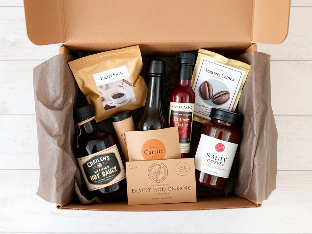 Monthly subscription box for coffee, hot sauce, or other specialty foods
