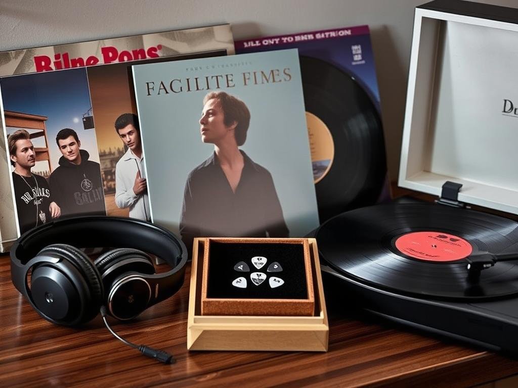 Music-themed anniversary gifts including vinyl records
