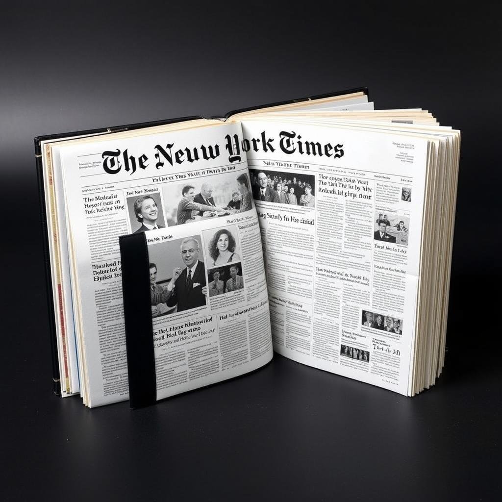 New York Times custom birthday book showing headlines from a specific date New York Times custom birthday book showing headlines from a specific date