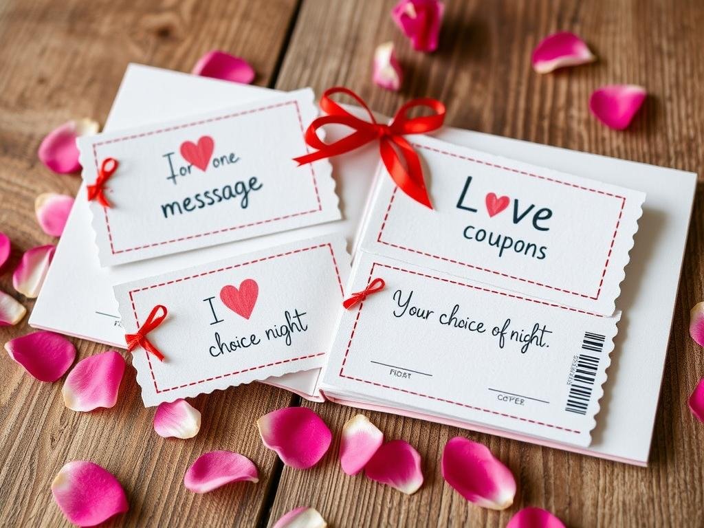Open love coupons book with romantic promises - cute valentines gifts