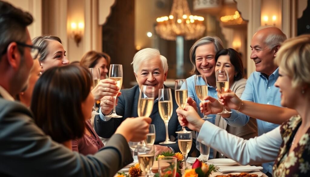 Parents celebrating their anniversary with family