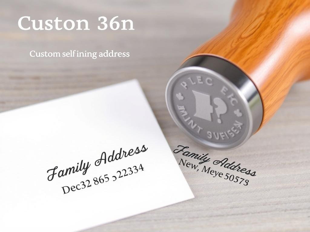 Personalized address stamp with wooden handle for housewarming gift ideas