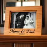 Personalized anniversary gift for parents showing a custom photo frame with wedding date