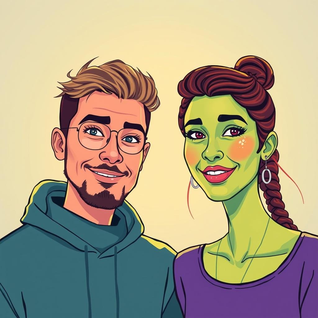 Personalized best friend portrait illustration in colorful artistic style