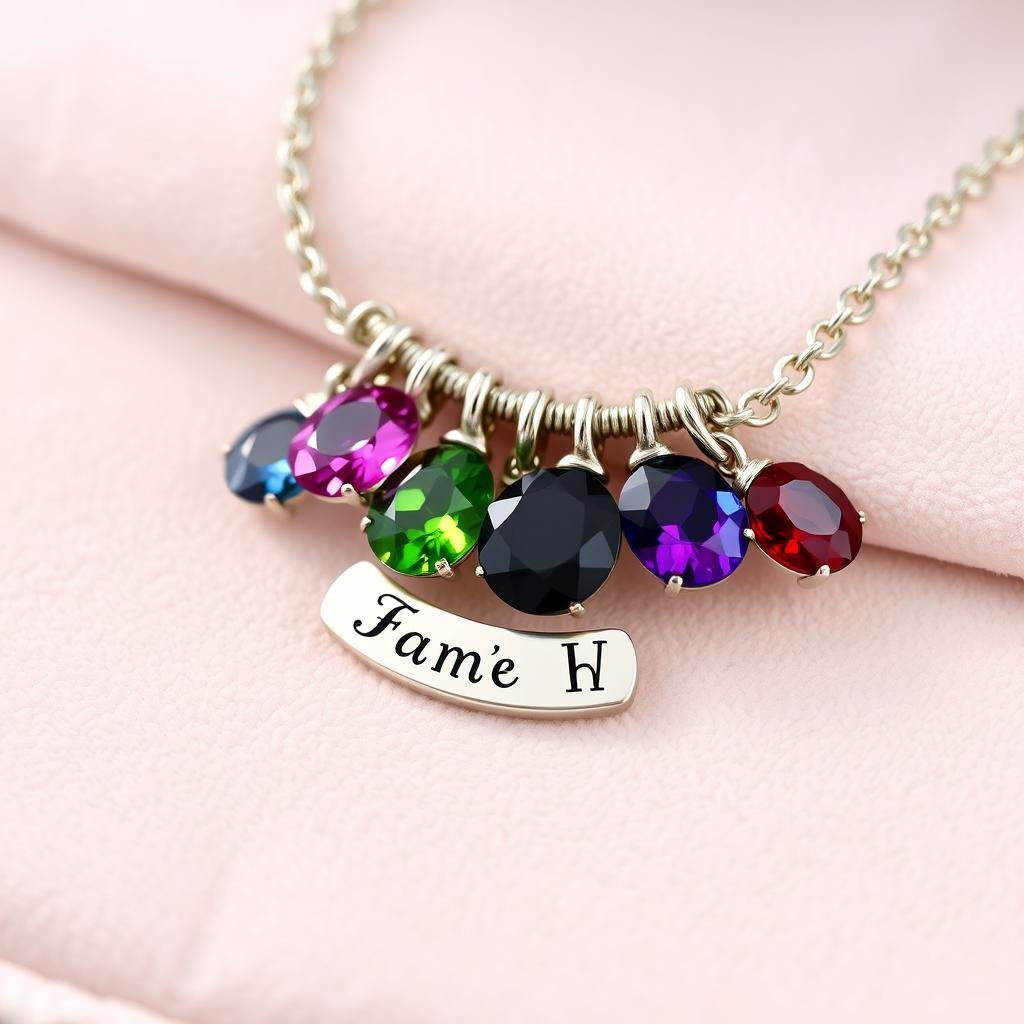 Personalized birthstone jewelry with family members' stones