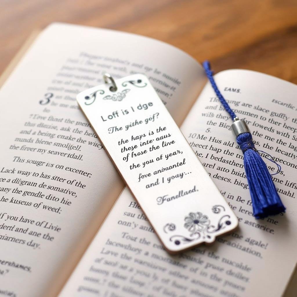 Personalized bookmark with romantic quote