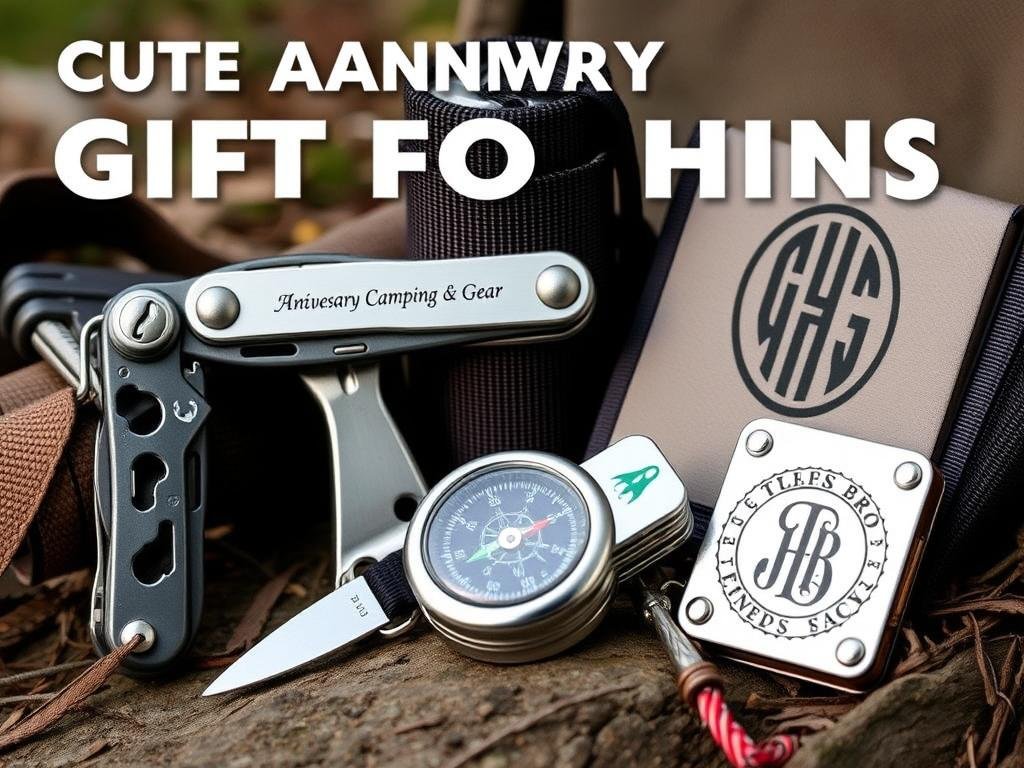 Personalized camping gear including engraved multi-tool as an anniversary gift
