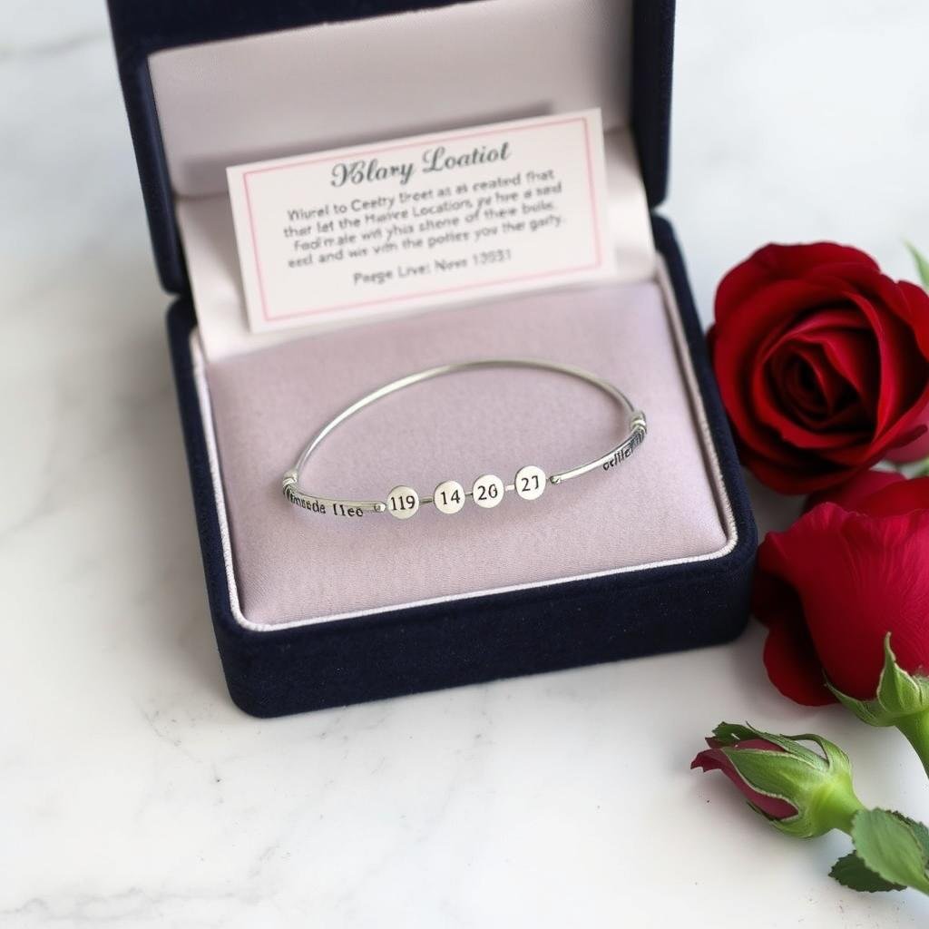 Personalized coordinates bracelet in gift box - cute valentines gifts