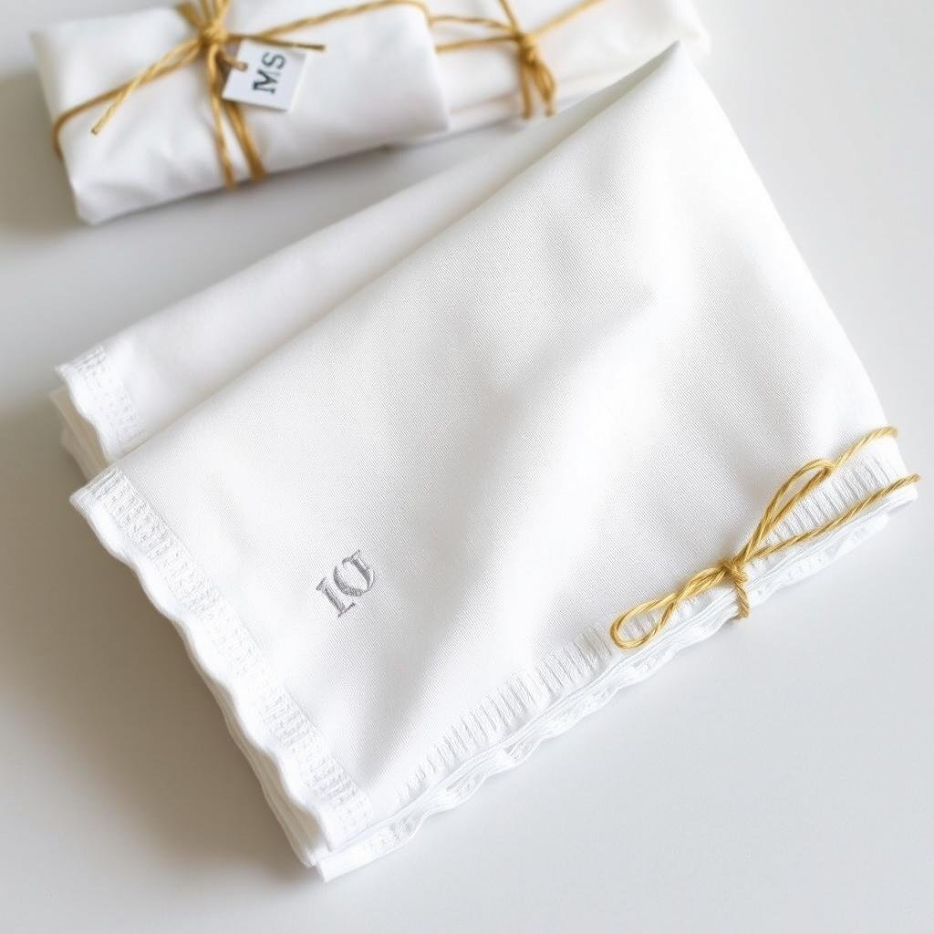 Personalized cotton handkerchiefs with embroidered initials for 2 year anniversary gift