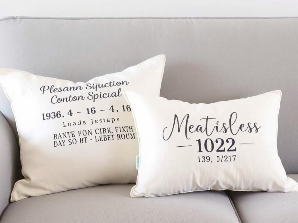 Personalized cotton throw pillows as a cotton anniversary gift for him