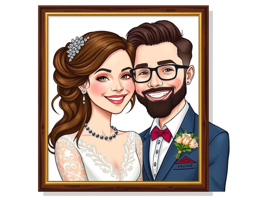 Personalized couple portrait illustration