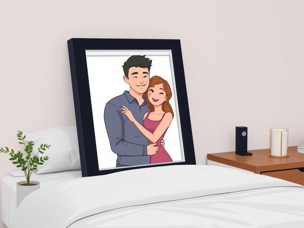 Personalized couple portrait valentines gift for boyfriend